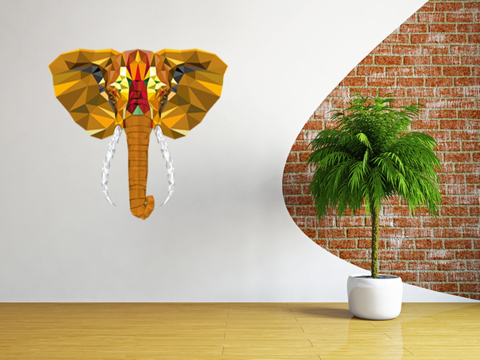 Geometric Wall Decal Elephant, Geometric Decal Elephant Geometric Decor
