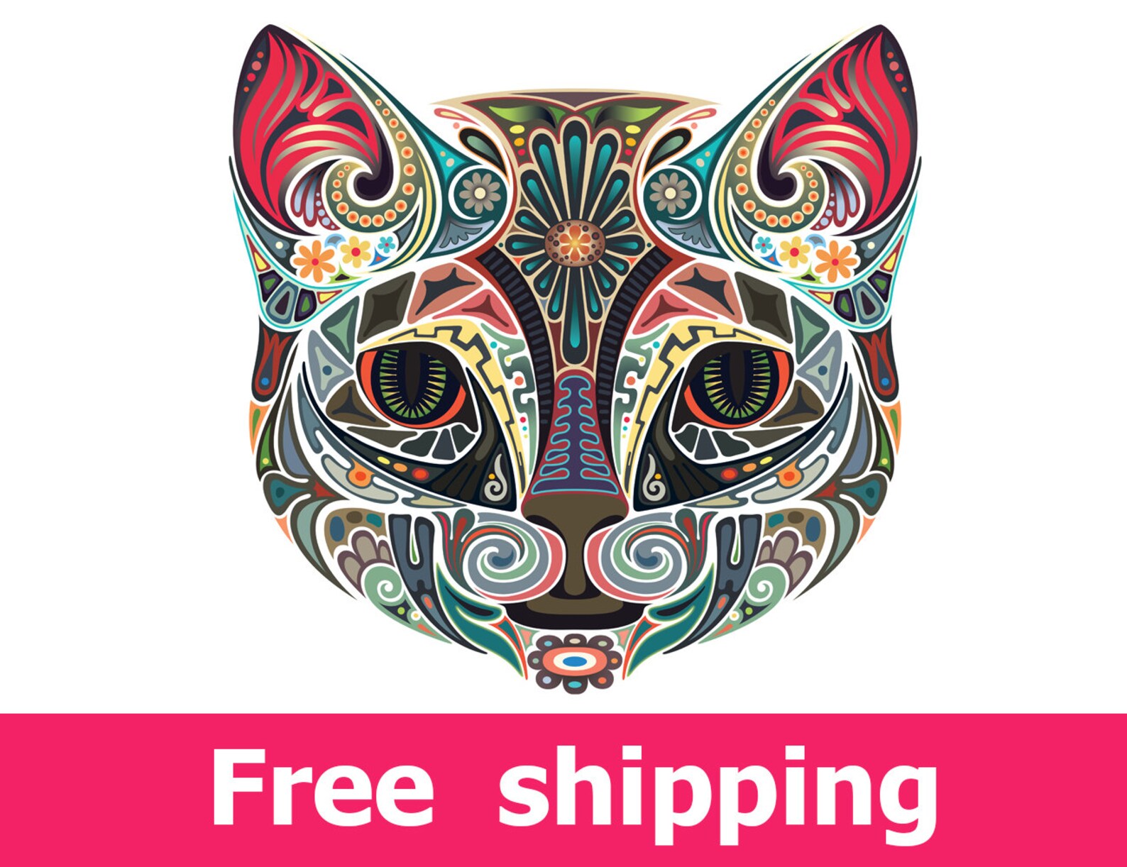 Abstract Cat Wall Decal colorful Cat Wall Sticker Cat Decor Etsy