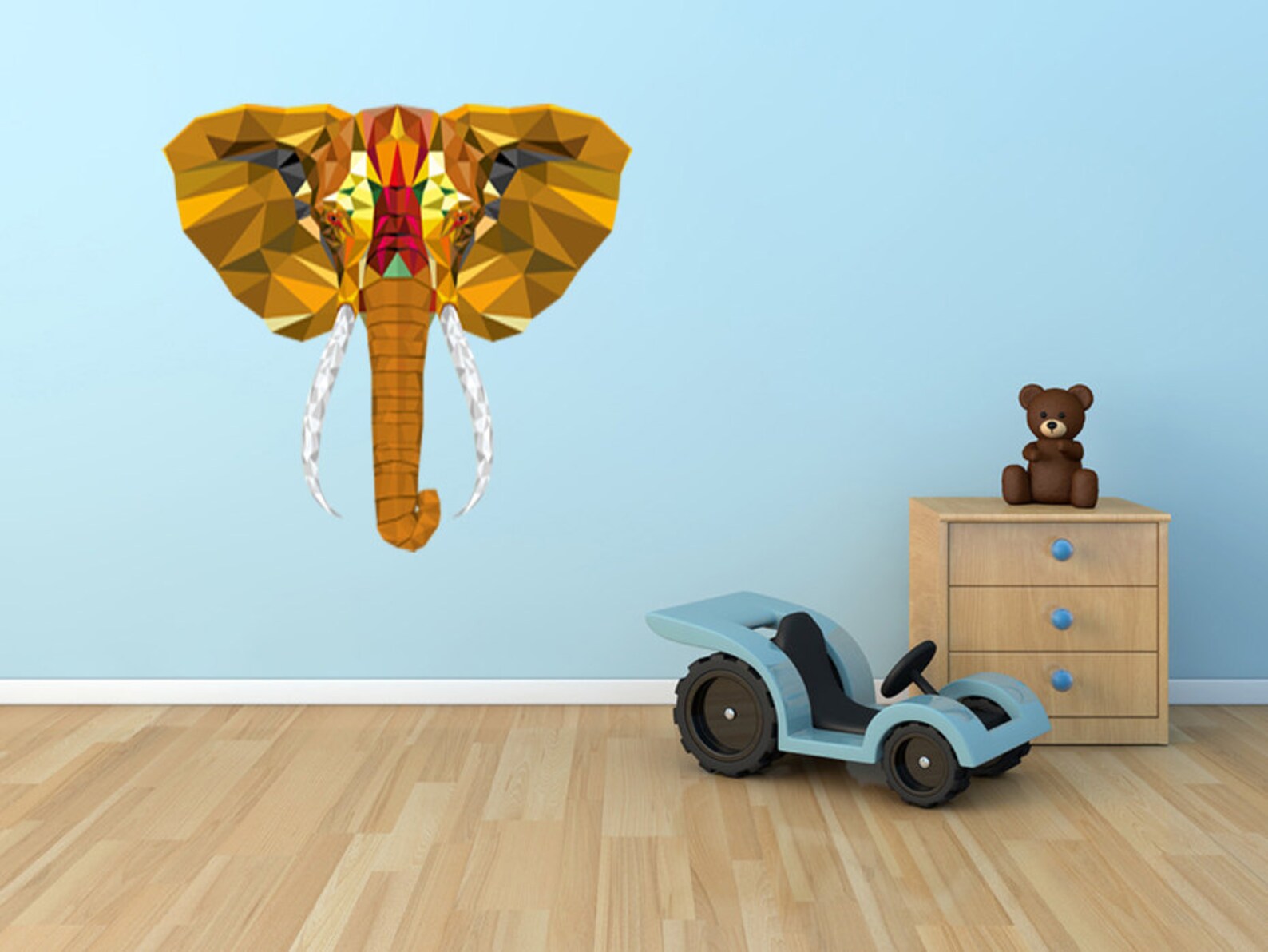 Geometric Wall Decal Elephant, Geometric Decal Elephant Geometric Decor