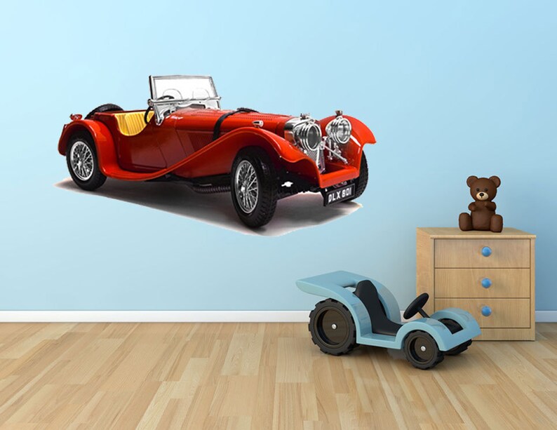 Cabriolet Classic Car Wall Decal Retro Car, Vintage Car Wall Sticker