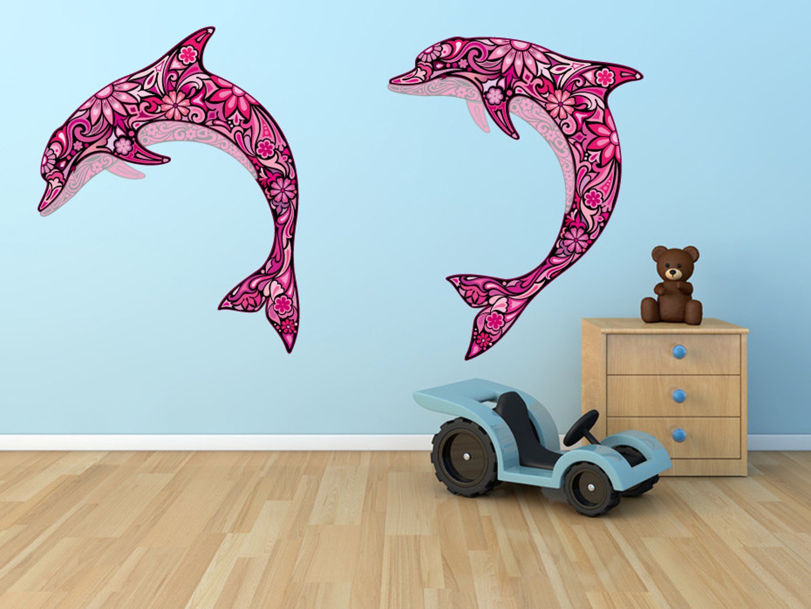 Abstract Dolphin Wall Decal Colorful Dolphin Wall Sticker Etsy UK