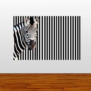 Zebra wall sticker room decor, zebra wall decal removable vinyl animal zebra room design. zebra print stripe mural zebras wall art img060 image 3