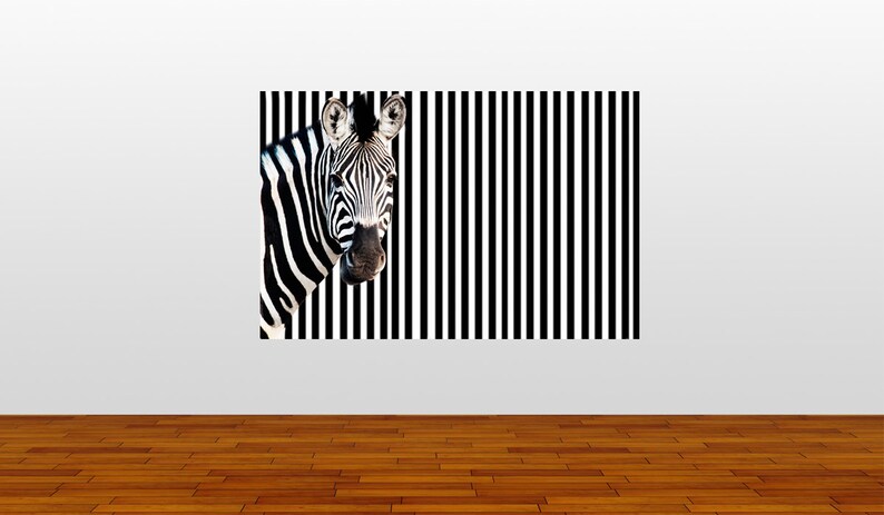 Zebra wall sticker room decor, zebra wall decal removable vinyl animal zebra room design. zebra print stripe mural zebras wall art img060 image 3