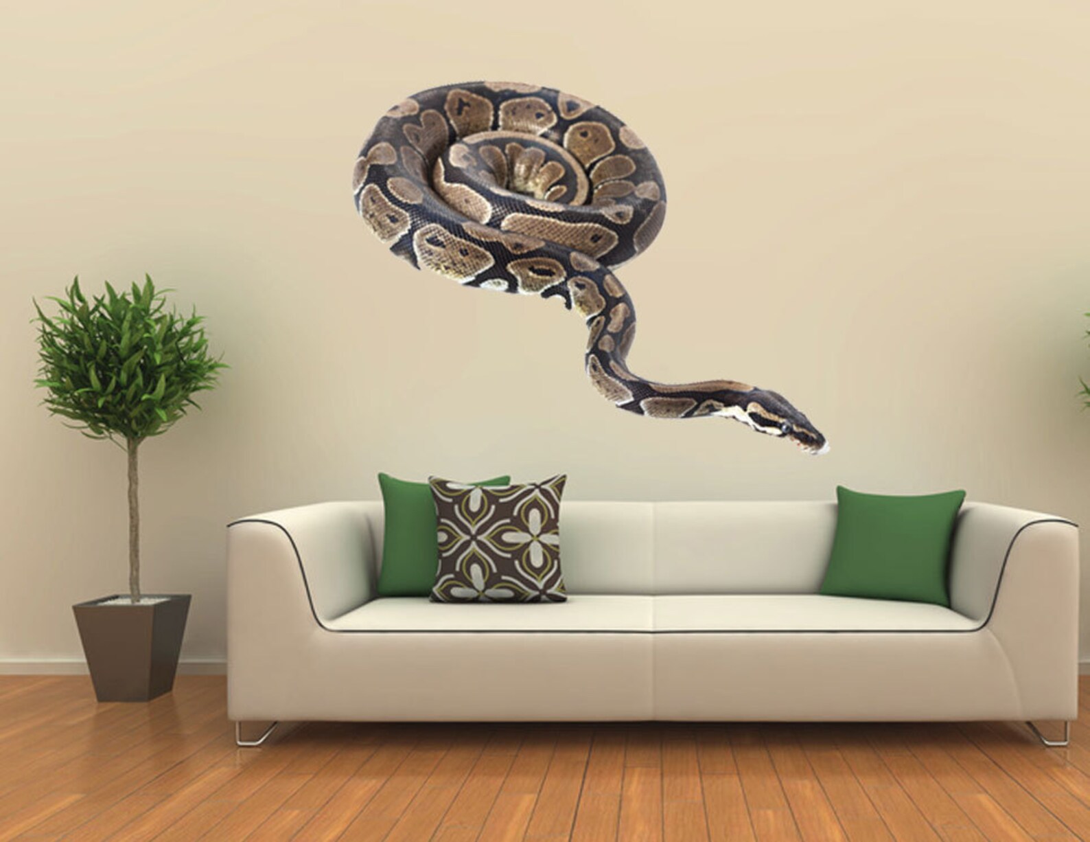 Royal Python Wall Decal, Snake Wall Sticker Removable Vinyl Brown ...