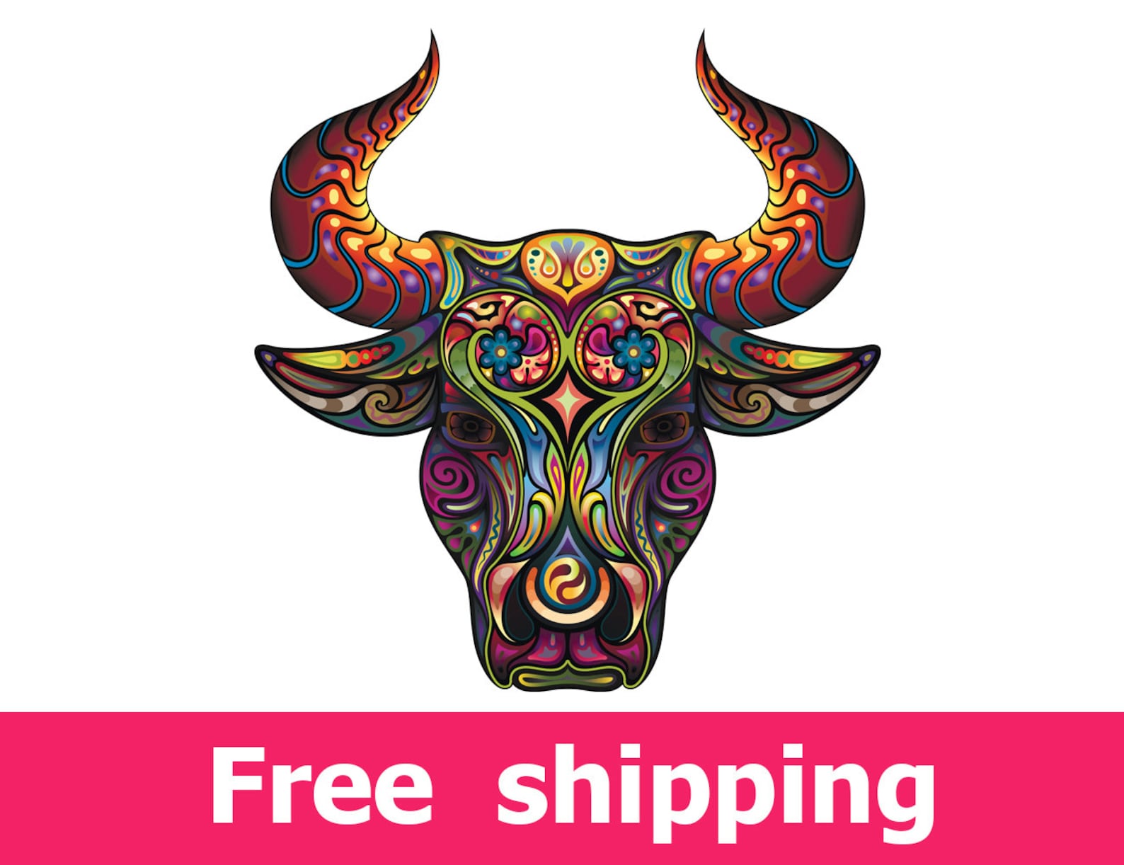 Abstract Bull Wall Sticker Colorful Bull Wall Decal Decor Etsy