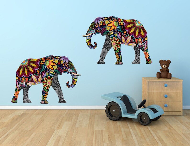 Elephants Wall Decal Set Nursery Wall Sticker Elephants Art Etsy
