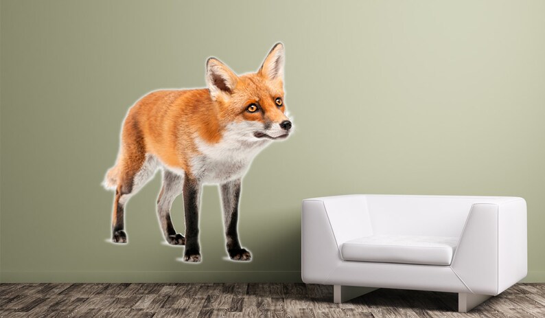 DEIKOKA Watercolor Fox Wall Decal - 16x24" Peel & Stick Maple Leaf Fox Sticker For Kids Room, Nursery, Playroom