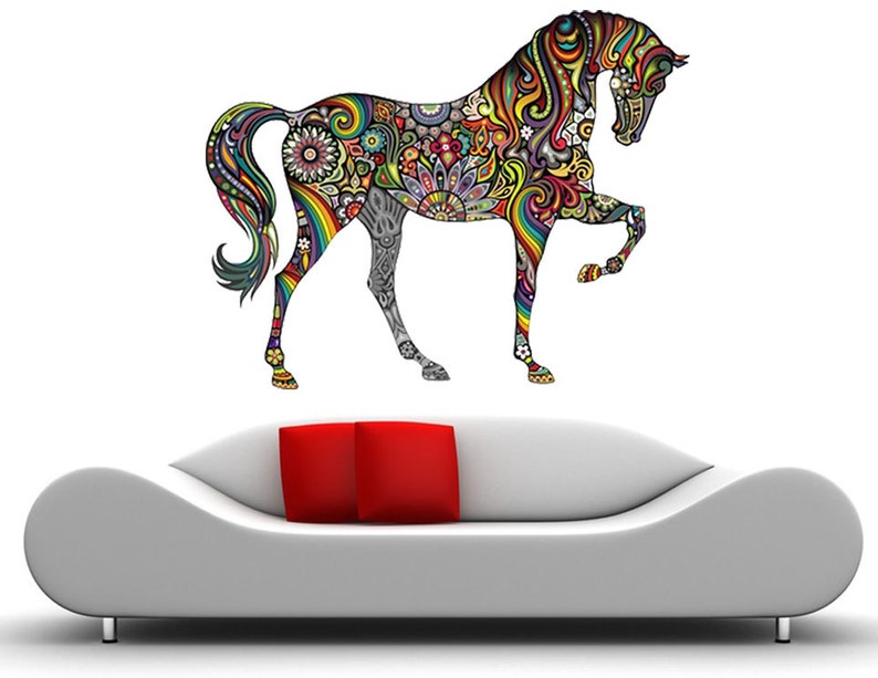 Abstract Horse Wall Sticker Colorful Horse Wall Decal Decor Etsy