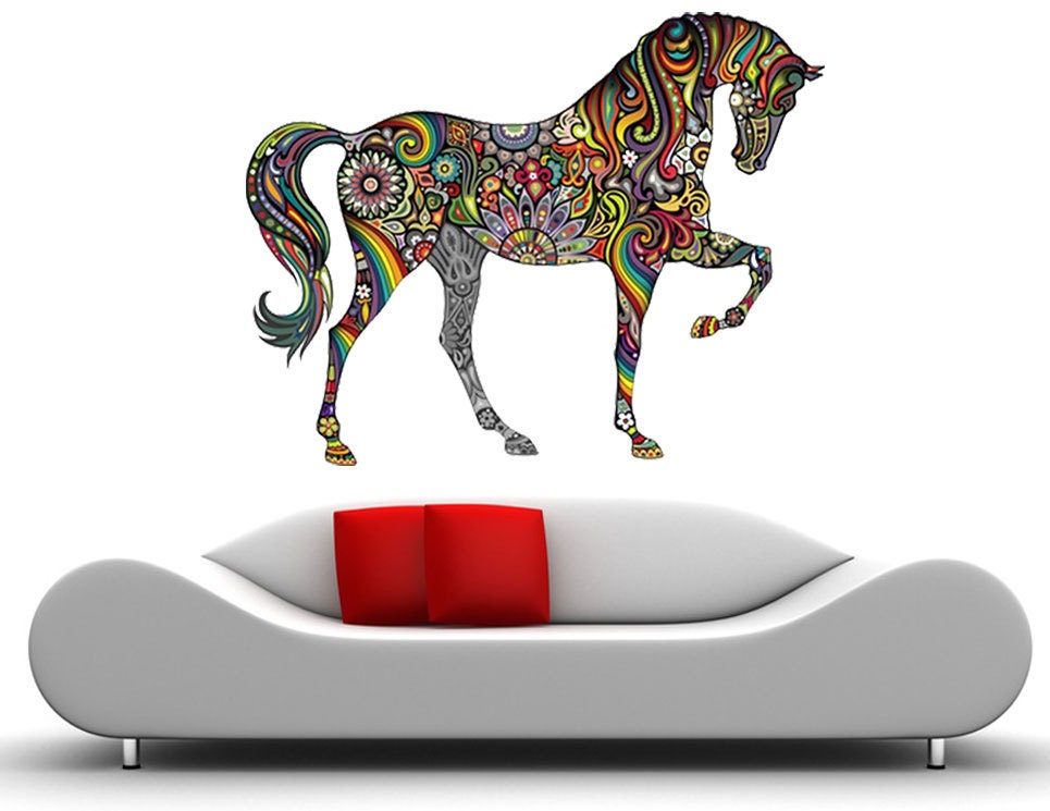 Abstract Horse Wall Sticker Colorful Horse Wall Decal Decor Etsy
