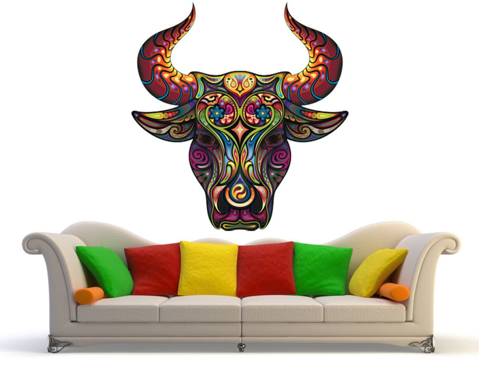 Abstract Bull Wall Sticker Colorful Bull Wall Decal Decor - Etsy