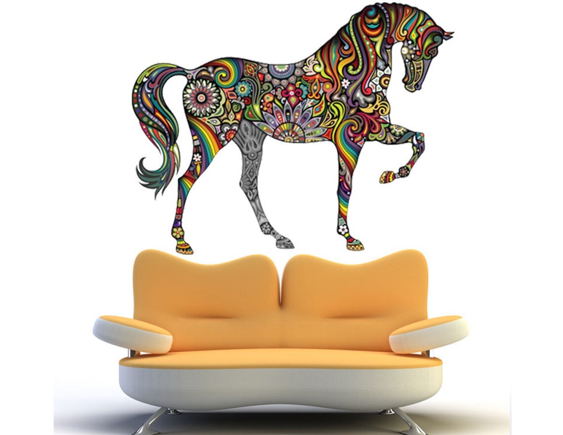Abstract Horse Wall Sticker Colorful Horse Wall Decal Decor Etsy