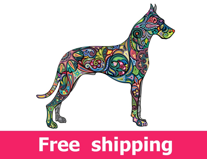 Abstract Dog Wall Decal, Colorful Dog Wall Sticker Dog Decor, Dogs