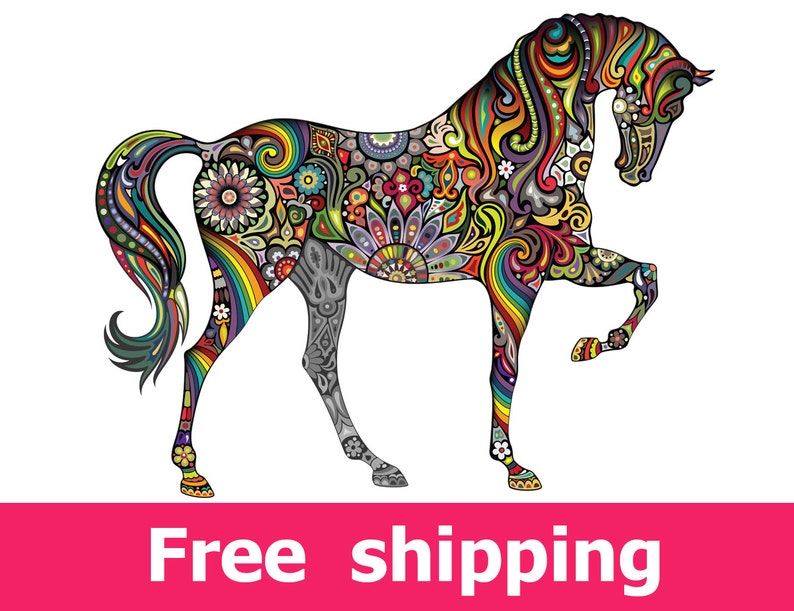 abstract horse wall sticker colorful horse wall decal decor | etsy
