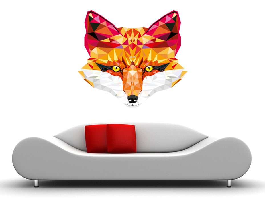 Geometric Wall Decal Fox, Geometric Decal Fox Geometric Home Decor