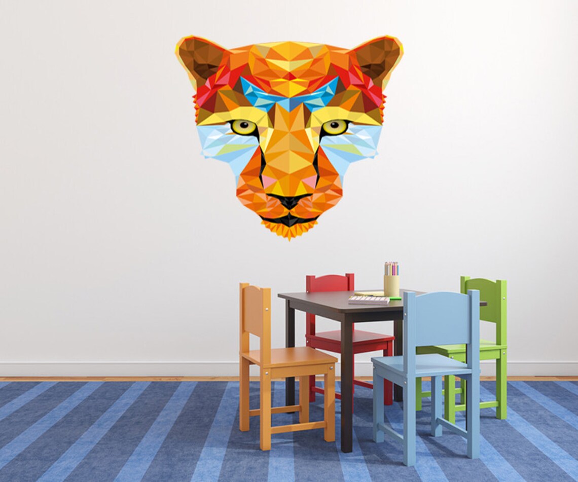 Geometric Wall Decal Leopard Geometric Decal Tiger Geometric Etsy
