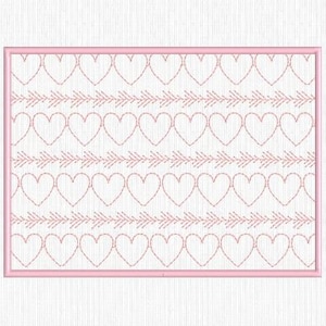 In The Hoop ITH, machineborduurwerk mok vloerkleed ontwerppatroon 5 x 7, quilten met hart en pijlen