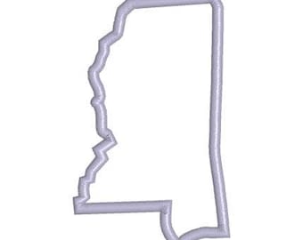 Mississippi State Embroidery Design: Applique, Outline, Filled (Digital Download)