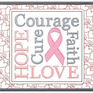 In The Hoop ITH, Machine Embroidery 5x7 Mug Rug Design Pattern, Cancer Awareness