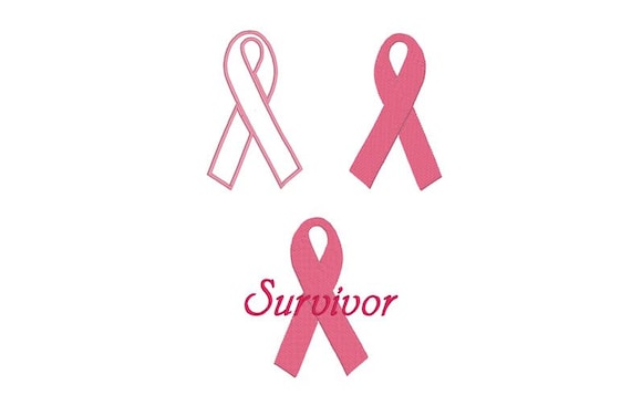 Embroidery Design Pattern -Three Files Breast Cancer Awareness Ribbon 5x7