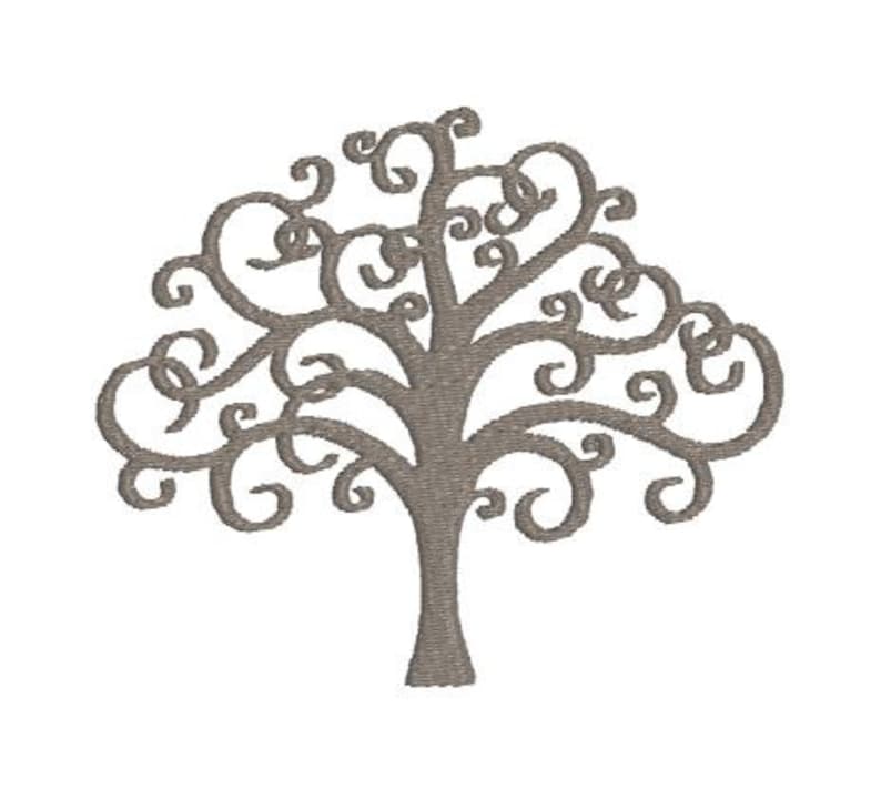 Machine Embroidery Design Tree of Life With Curly Branches Etsy