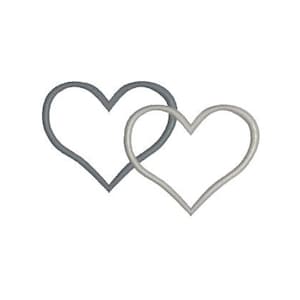 May include: Two intertwined heart shapes, one in a light grey colour and the other in a darker grey colour.