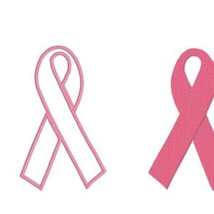 Embroidery Design Pattern -Two Files Breast Cancer Awareness Ribbon 4 x 4 (one filled, one applique)