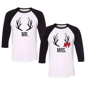 Mr and Mrs Christmas T-Shirts, Matching Christmas T-Shirt sets, Our First Christmas Pjs, Holiday Mr and Mrs tees, couples Tees, holiday tees