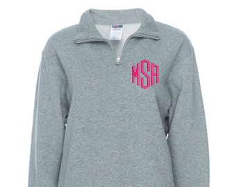 Monogrammed Quarter Zip Pullover - Name and Initial Personalized Sweatshirt - Monogrammed Sweatshirt