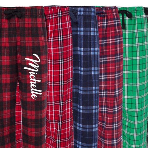 Personalized Plaid Flannel Pants Christmas Flannel Pj Pants Etsy
