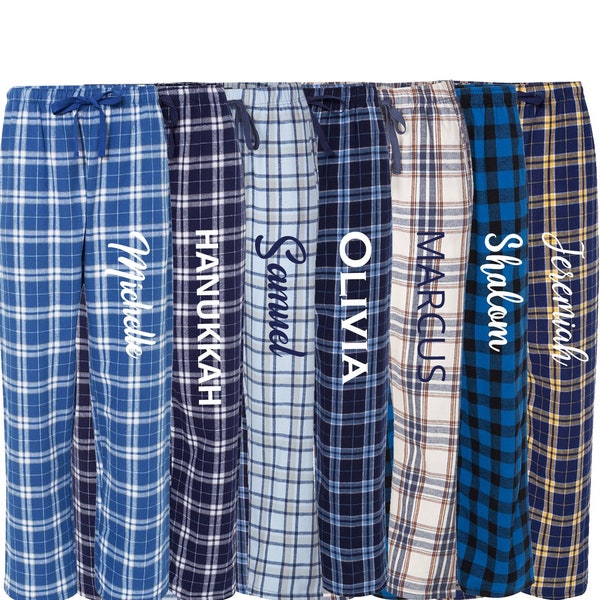 Personalized Hanukkah Flannel Pants, Holiday flannel pajama bottoms, monogrammed pajamas, Flannel pjs, Custom monogram pajamas, holiday pjs