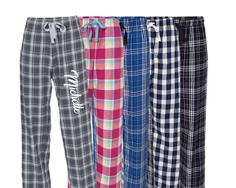 Personalized Plaid Flannel Pajamas, flannel pj pants, monogrammed pajamas, Flannel pjs, Custom monogram pajamas, holiday pjs, gifts swag