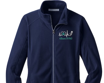 Vet Tech Light Weight Fleece Jacket, Vet Tech Apparel, Personalized Fleece Jacket for Veterinary Technicians, Custom Jackets for Vet Techs