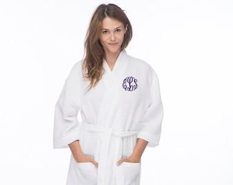Monogrammed Waffle Robe with Initials Embroidered on the Front, personalized waffle robe, short waffle robe, monogrammed waffle robe, gift