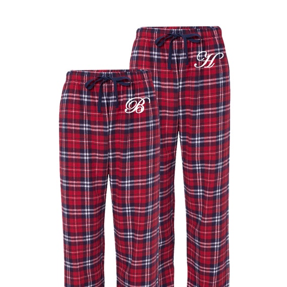 Women's Personalized Embroidered Monogram Flannel Pajama Pants