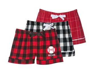 Softball Boxer Shorts, Personalized Team Spirit flannel pajama bottoms, sleepwear loungewear, Softball Ball team pajama boxer, team gifts