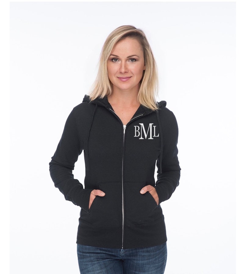 Fitted Monogram Zip up Hoodie Monogram Hoodie for Women Etsy