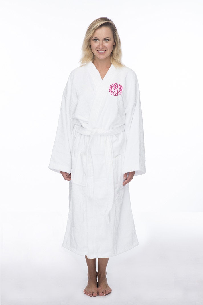 Monogrammed Long Terry Robe Personalized Terry Bath Robe | Etsy