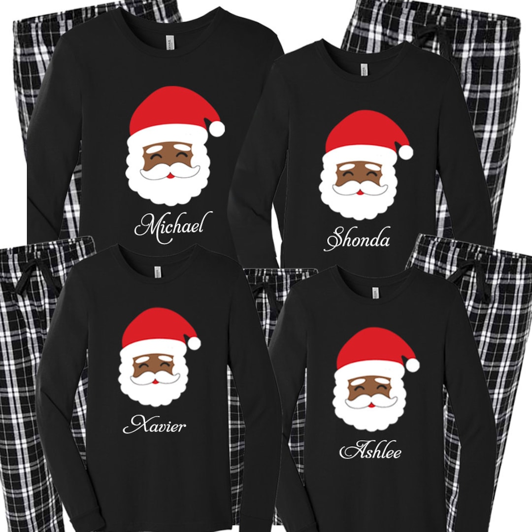 Black Santa Claus Family Pajamas 2023 Christmas Pajamas Matching Family Pajamas African American Santa Claus Brown Santa Face Pjs Etsy Canada
