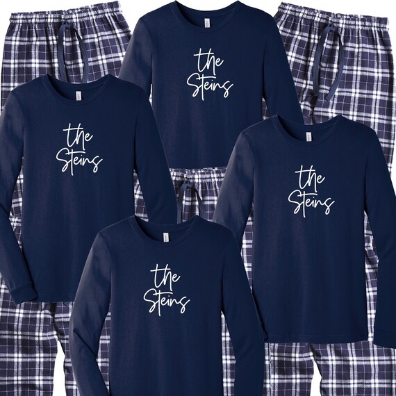 Personalized Hanukkah Pajamas Custom Family Name Holiday Family Pjs 2022 Matching Family Pajamas Sleepwear Navy Blue Plaid Loungewear Etsy Canada