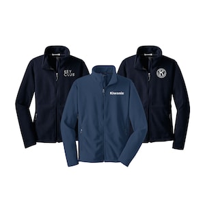 Kiwanis Fleece Jacket Embroidered with choice of Kiwanis logo. Midweight fleece jacket great for Key Club Gifts, Kiwanis Merch