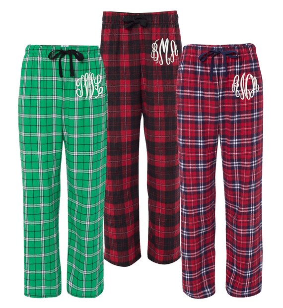 Men's Personalized Embroidered Monogram Flannel Pajama Pants