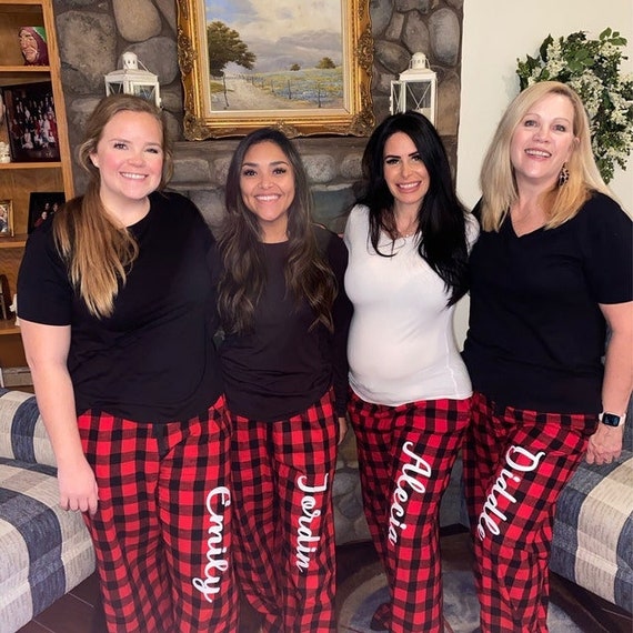 Personalized Plaid Ruffle Christmas Pajamas - Buffalo Plaid – Cotton Sisters