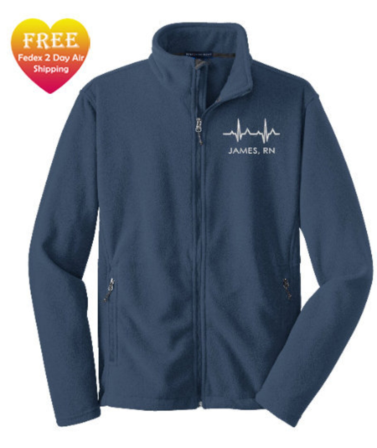 Male Nurse Jacket Midweight Fleece Zip Up Personalized Nurse Etsy