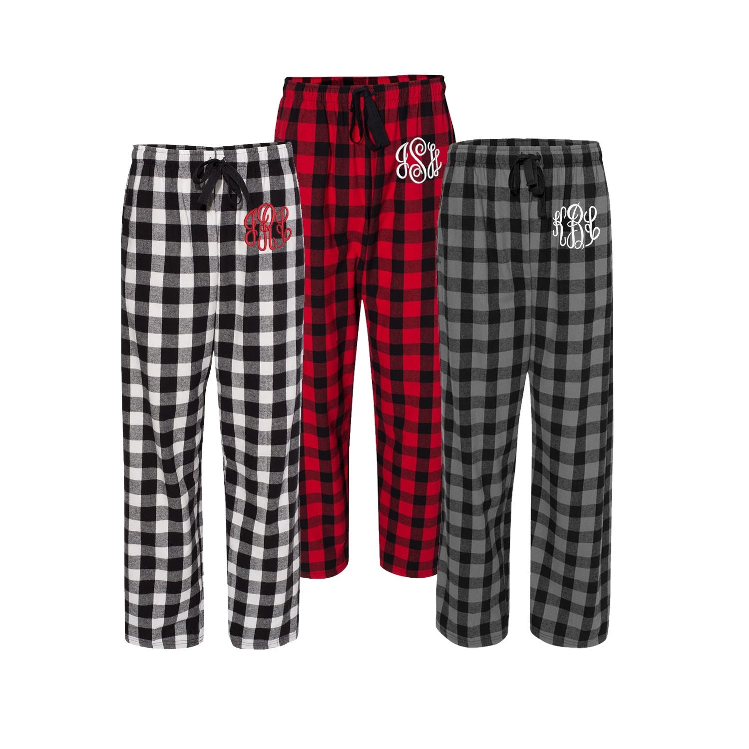Pantalones de Navidad Buffalo Plaid pantalones de pijama personalizados pijamas monogramas pjs de franela pijamas de monograma personalizados pjs navidenos regalos Etsy Mexico