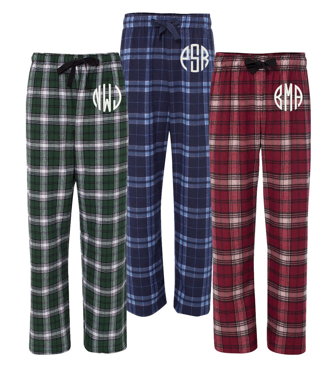Monogrammed Perfect Plaid Flannel Pants Monogrammed Christmas - Etsy