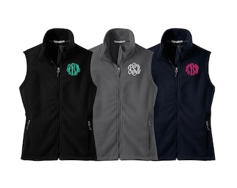 Monogrammed fleece Vest, Personalized Fleece Vest, Custom Fleece Vest, Fleece Vest with Embroidered Monogram