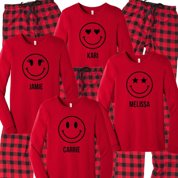 Smiley Face Pajamas Personalized Smile Family Pjs Matching Etsy