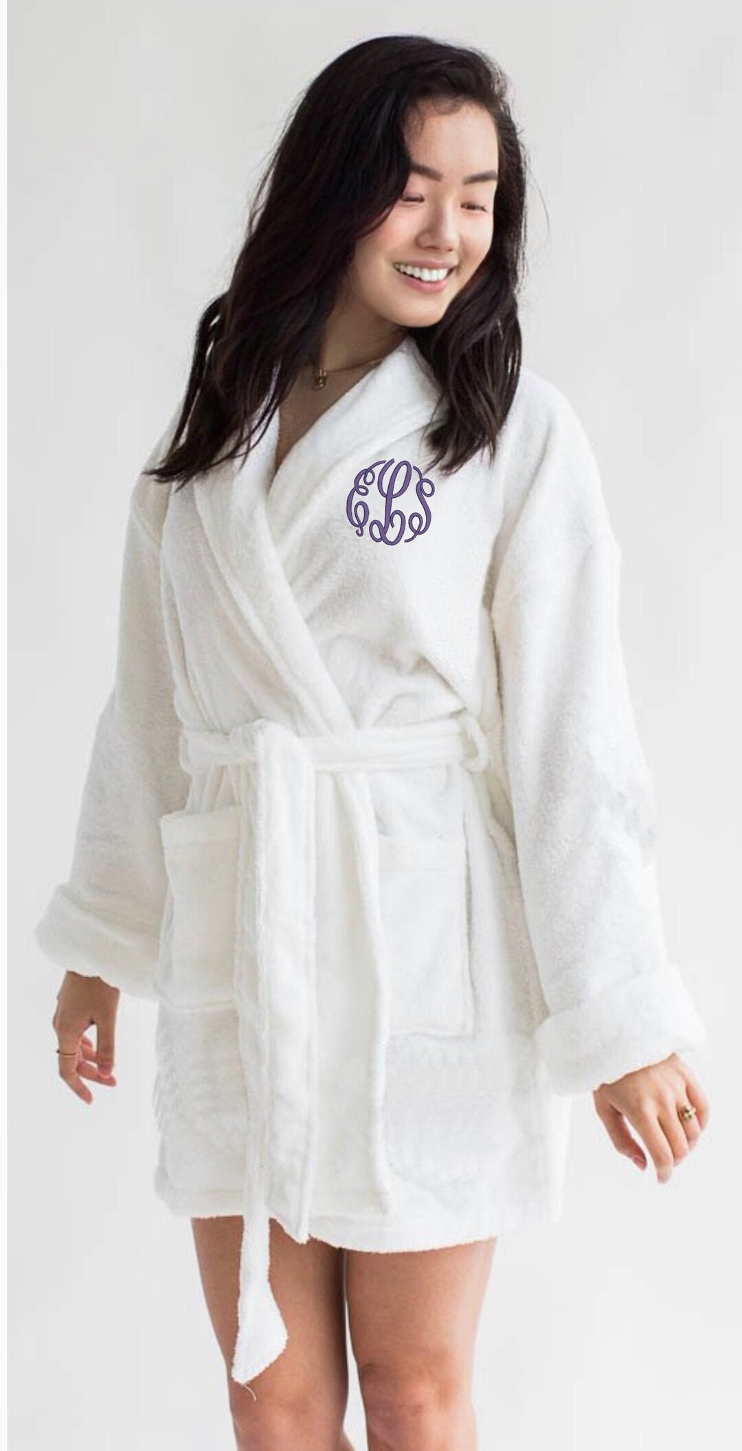 Monogrammed Short Terry Robe, Personalized Terry Bath Robe, Custom