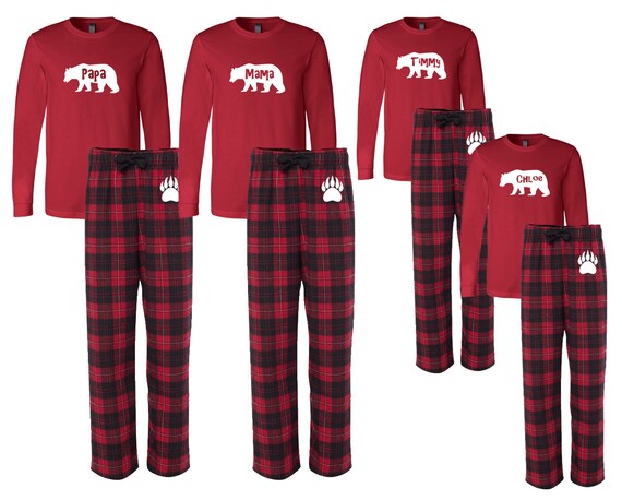 Mama Bear Pajamas Papa Bear Pajamas Personalized Bear Family Matching Flannel Pajamas Custom Plaid Flannel Christmas Pajamas Little Bear Etsy