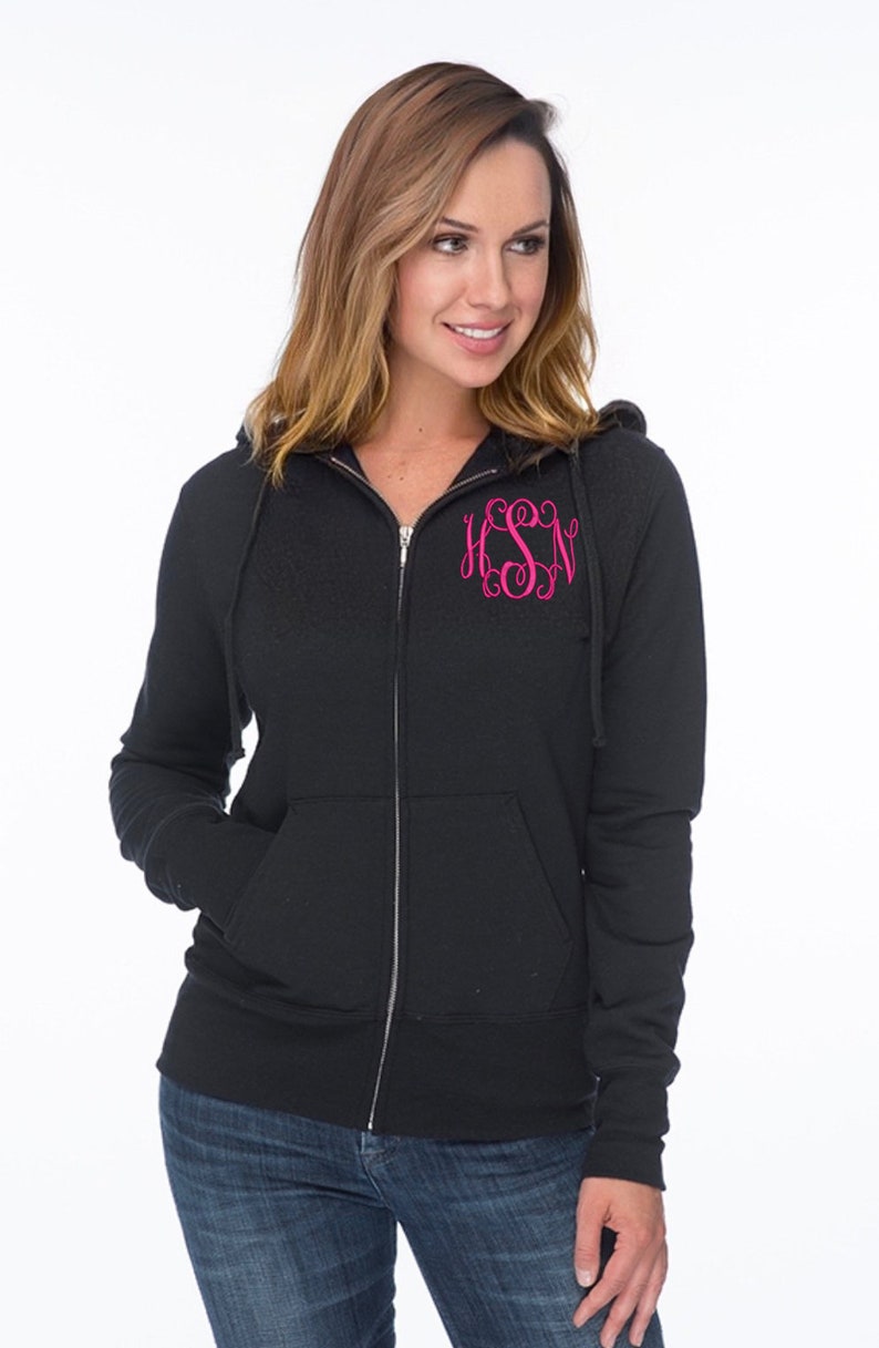 Fitted Monogram Zip up Hoodie Monogram Hoodie for Women Etsy